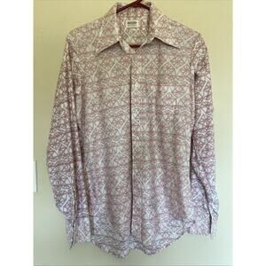 Vintage VTG Excello Knit Shirts Geometric Windowpane Heart Disco Shirt Men 16/36
